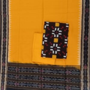 Black and yellow sambalpuri cotton dress material