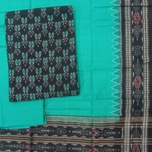 Green and black sambalpuri cotton dress material with matching dupatta