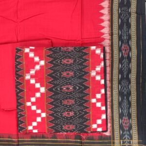 Red and black saptapar sambalpuri cotton dress material