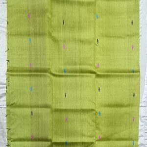 Green and black motif pure tussar silk saree with blouse