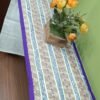 White and blue vertical stripes table runner