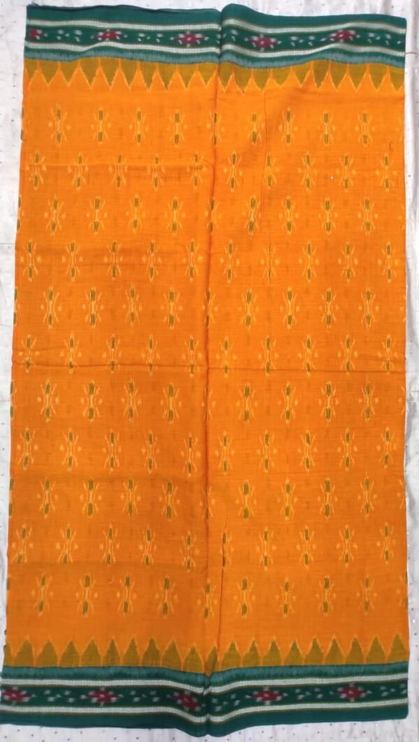 Yellow and green sambalpuri cotton saree - Image 2