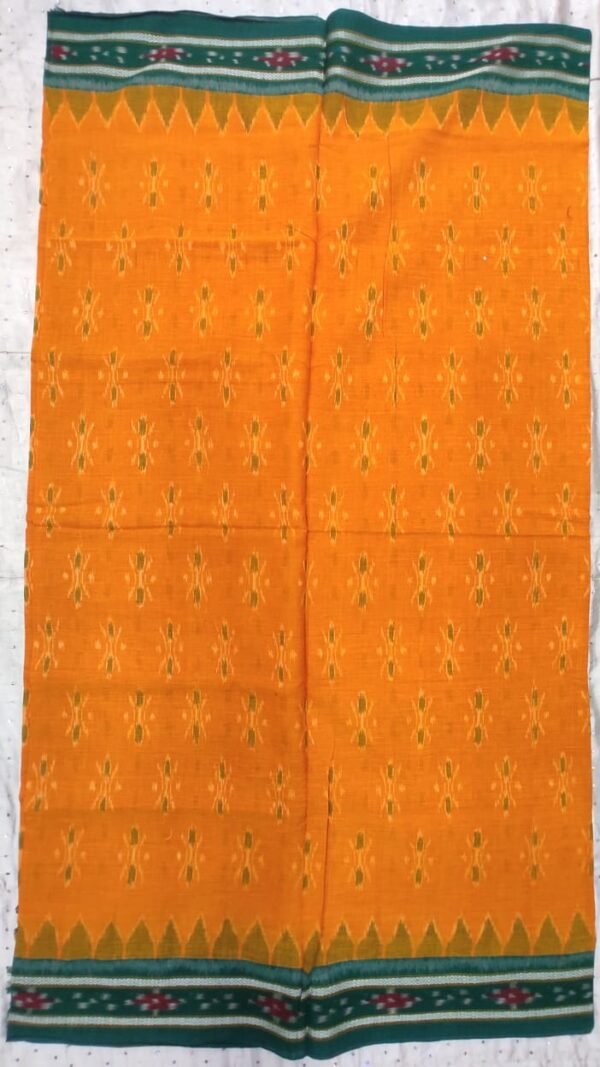 Yellow and green sambalpuri cotton saree