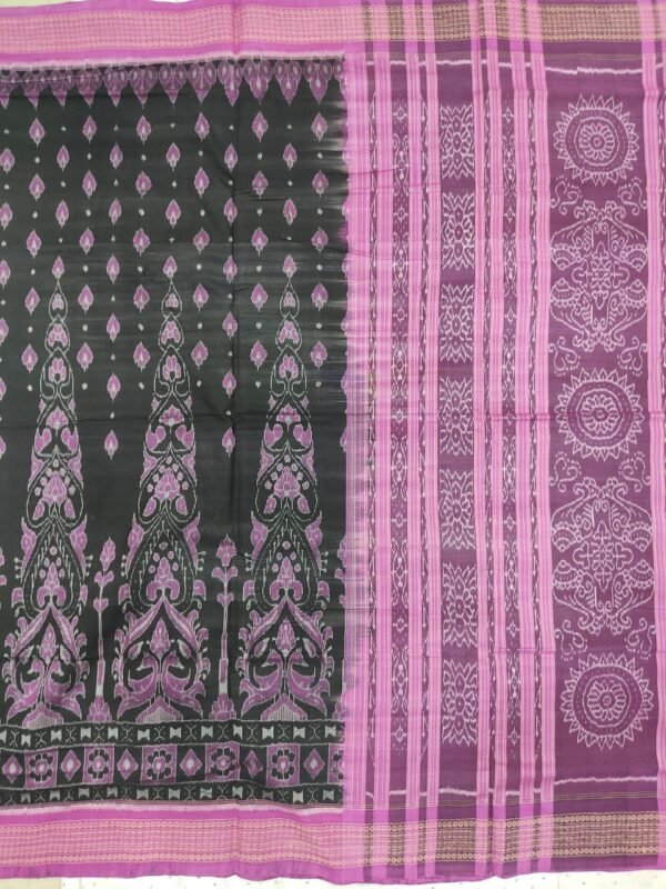 Black and pink sambalpuri cotton saree - Image 3