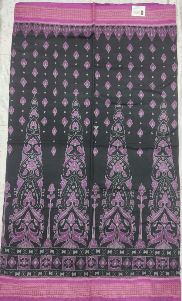 Black and pink sambalpuri cotton saree