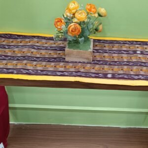 Maroon and yellow vertical stripes table runner