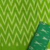 Green ikkat mercerised cotton saree with red border