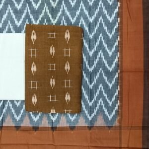 Brown and gray ikkat pure cotton dress material
