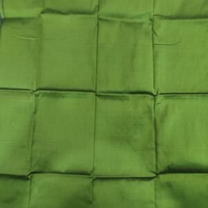 Green silk blouse piece with golden rudraksha border