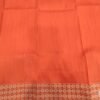 Orange silk blouse piece with golden rudraksha border - Image 2