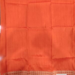 Orange silk blouse piece with golden rudraksha border