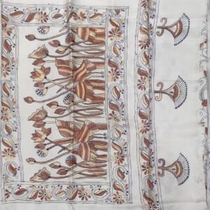 White Bangalore silk kantha stitch saree with blouse