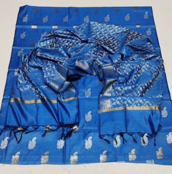 Blue banarasi silk dress material