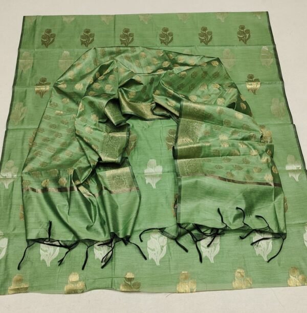 Green banarasi silk dress material