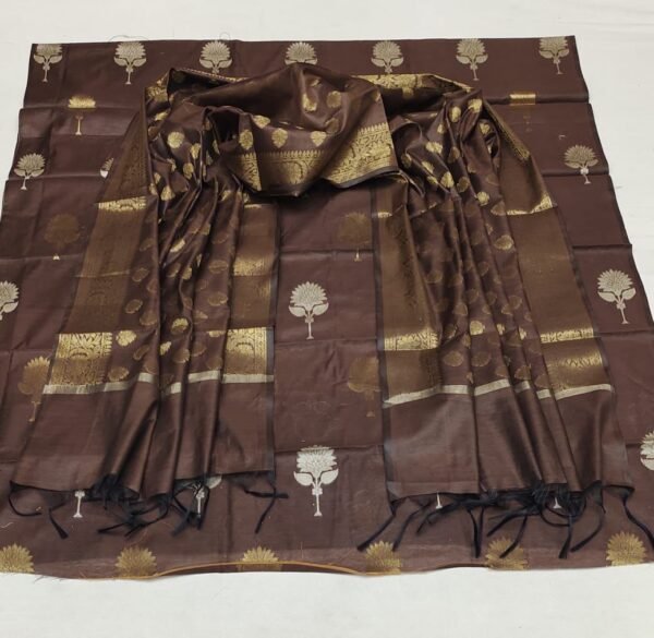 Coffee banarasi silk dress material