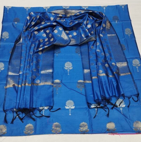 Blue banarasi silk dress material