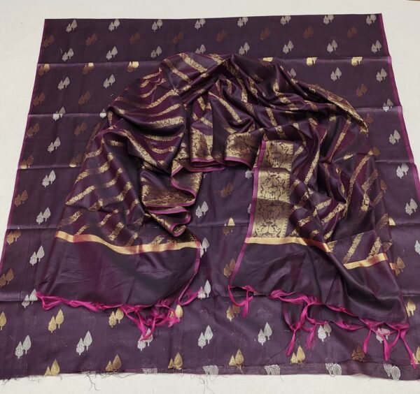 Magenta banarasi silk dress material