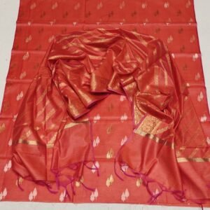 Orange banarasi silk dress material