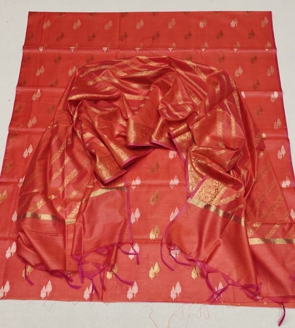 Orange banarasi silk dress material