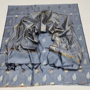 Gray banarasi silk dress material