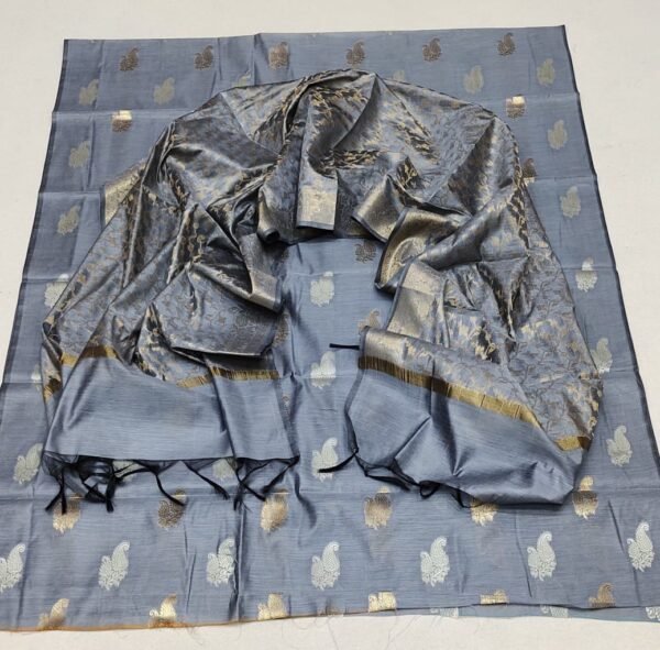 Gray banarasi silk dress material