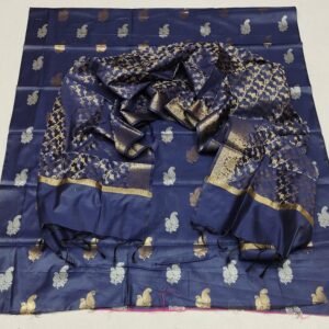 Deep blue banarasi silk dress material