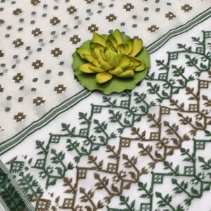 White baluchari pure cotton saree with blouse
