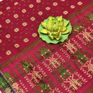 Red baluchari pure cotton saree with blouse