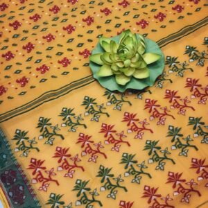 Orange baluchari pure cotton saree with blouse