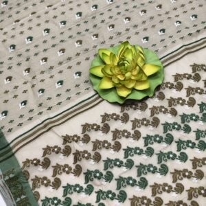 Off white baluchari pure cotton saree with blouse