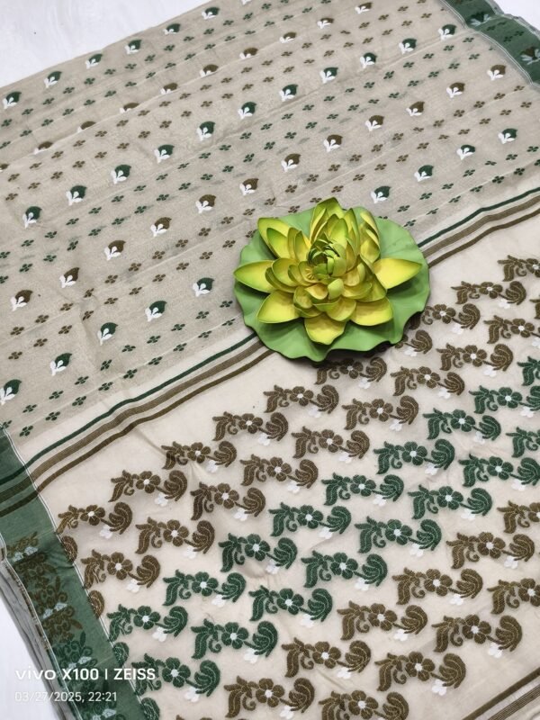Off white baluchari pure cotton saree with blouse
