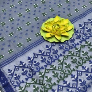 Light blue baluchari pure cotton saree with blouse