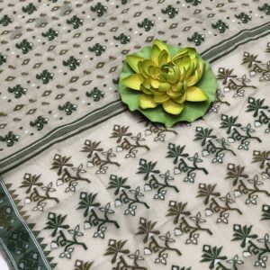 Off white baluchari pure cotton saree with blouse