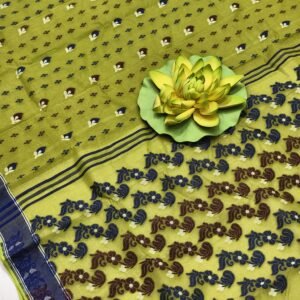 Green baluchari pure cotton saree with blouse