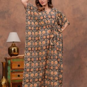 Black and brown pure cotton long kaftan