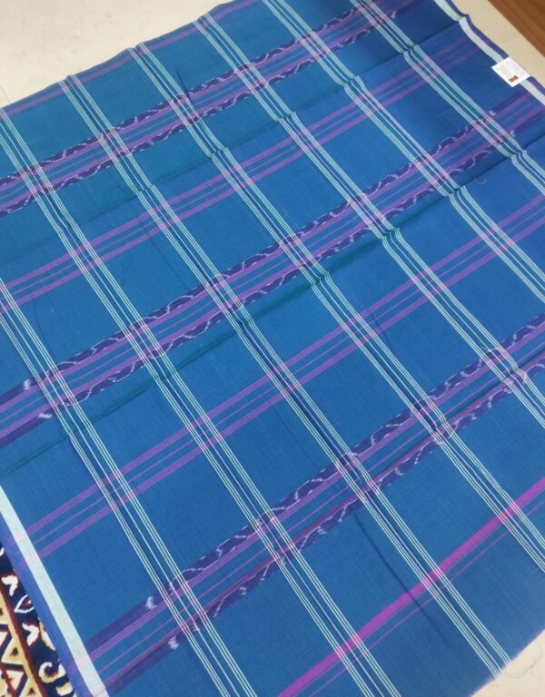 Sky blue checks sambalpuri cotton lungi - Image 3