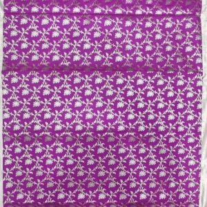 Purple flower pattern banarasi silk saree with zari work
