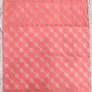 Peach flower pattern banarasi silk saree with zari work