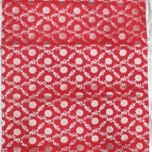 Red flower pattern banarasi silk saree with zari work