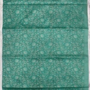 Green flower pattern banarasi silk saree with blouse