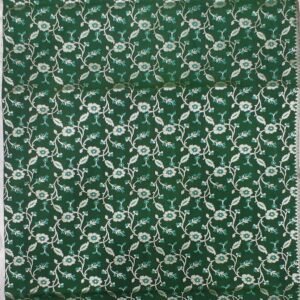Deep green flower pattern banarasi silk saree with zari work