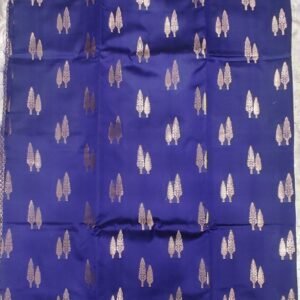 Blue leaf pattern banarasi silk saree with zari work