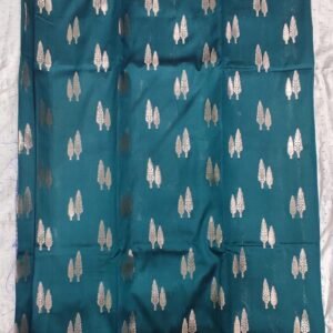 Teal leaf pattern banarasi silk saree with zari work