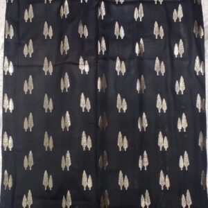 Black leaf pattern banarasi silk saree with zari work