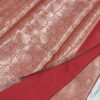 Red leaf pattern banarasi silk saree with zari work - Image 7
