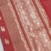 Red leaf pattern banarasi silk saree with zari work - Image 6