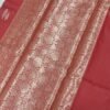 Red leaf pattern banarasi silk saree with zari work - Image 5