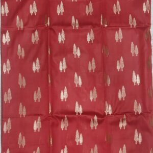 Red leaf pattern banarasi silk saree with zari work