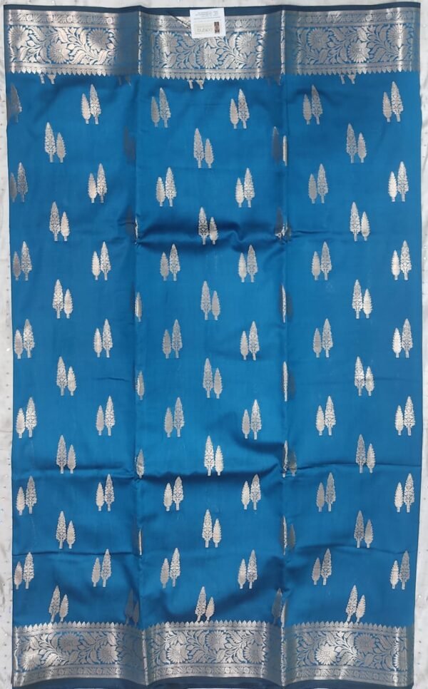 Sky leaf pattern banarasi silk saree with zari work