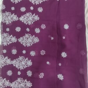 Purple lucknow chikankari Georgette saree with blouse